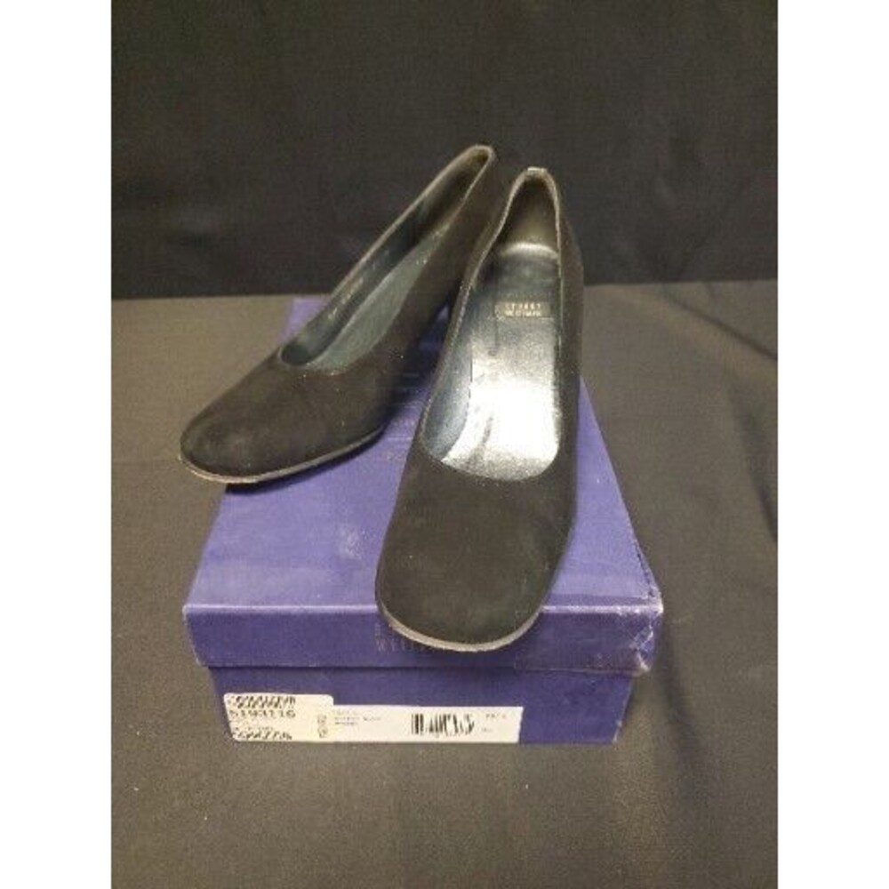 Stuart Weitzman Black Suede Pumps Heels Shoes Size 6W With Box Vintage